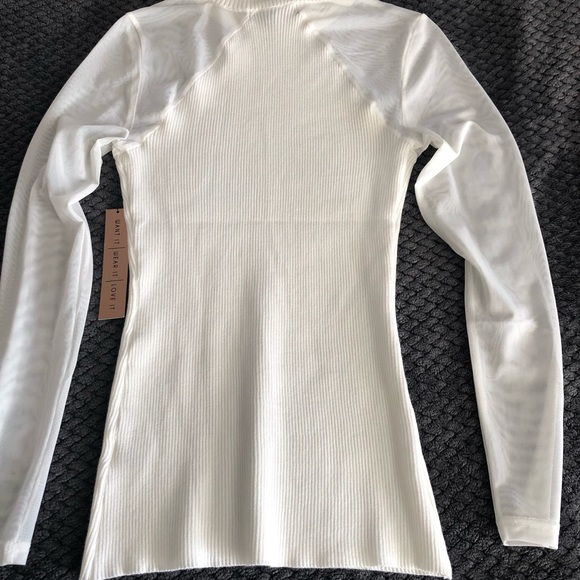 Almost Famous Mock Neck Sweater with Sheer shoulders and sleeves size Lg NWT - Picture 3 of 5